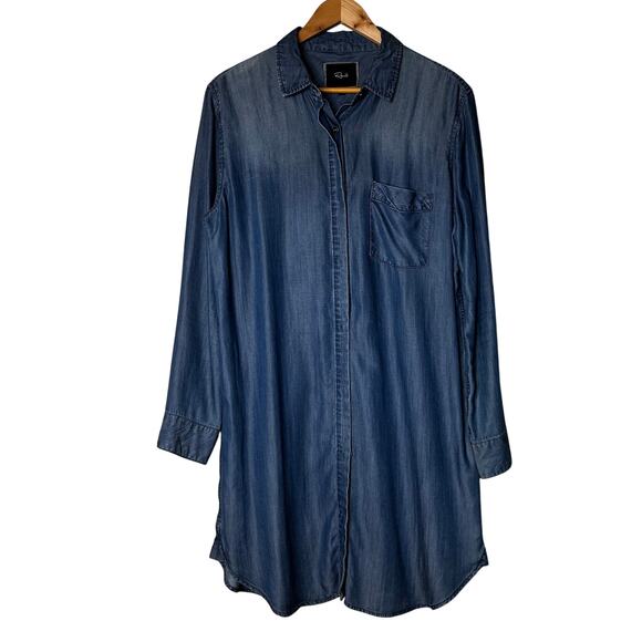 Rails Dress Sz M Denim Chambray Sawyer Shirt Dress Light Wash 100% Lyocell - Picture 1 of 9